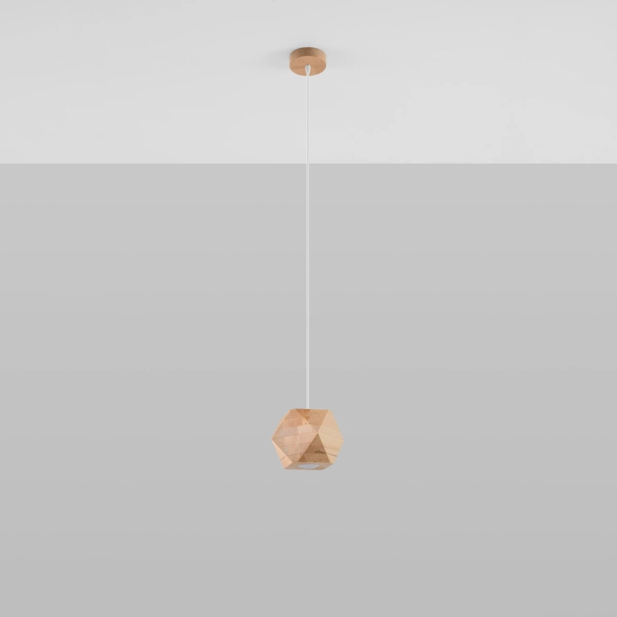 Wooden Pendant Light With Woody Lamp - Peach Puff