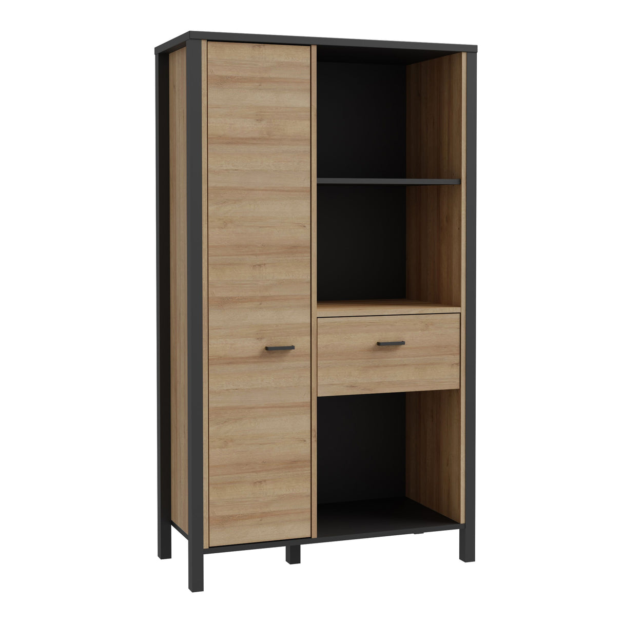Wooden Shelving Unit With 1 Door And 1 Drawer - High Rock