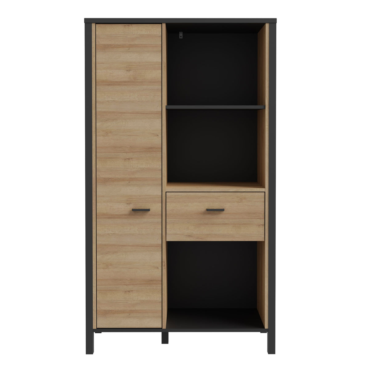 Wooden Shelving Unit With 1 Door And 1 Drawer - High Rock