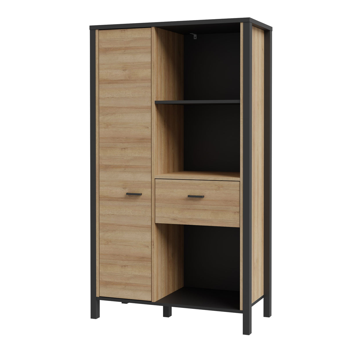 Wooden Shelving Unit With 1 Door And 1 Drawer - High Rock