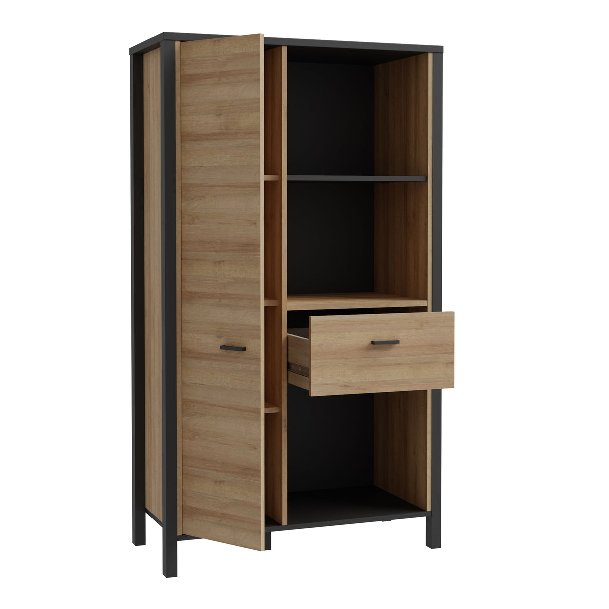 Wooden Shelving Unit With 1 Door And 1 Drawer - High Rock