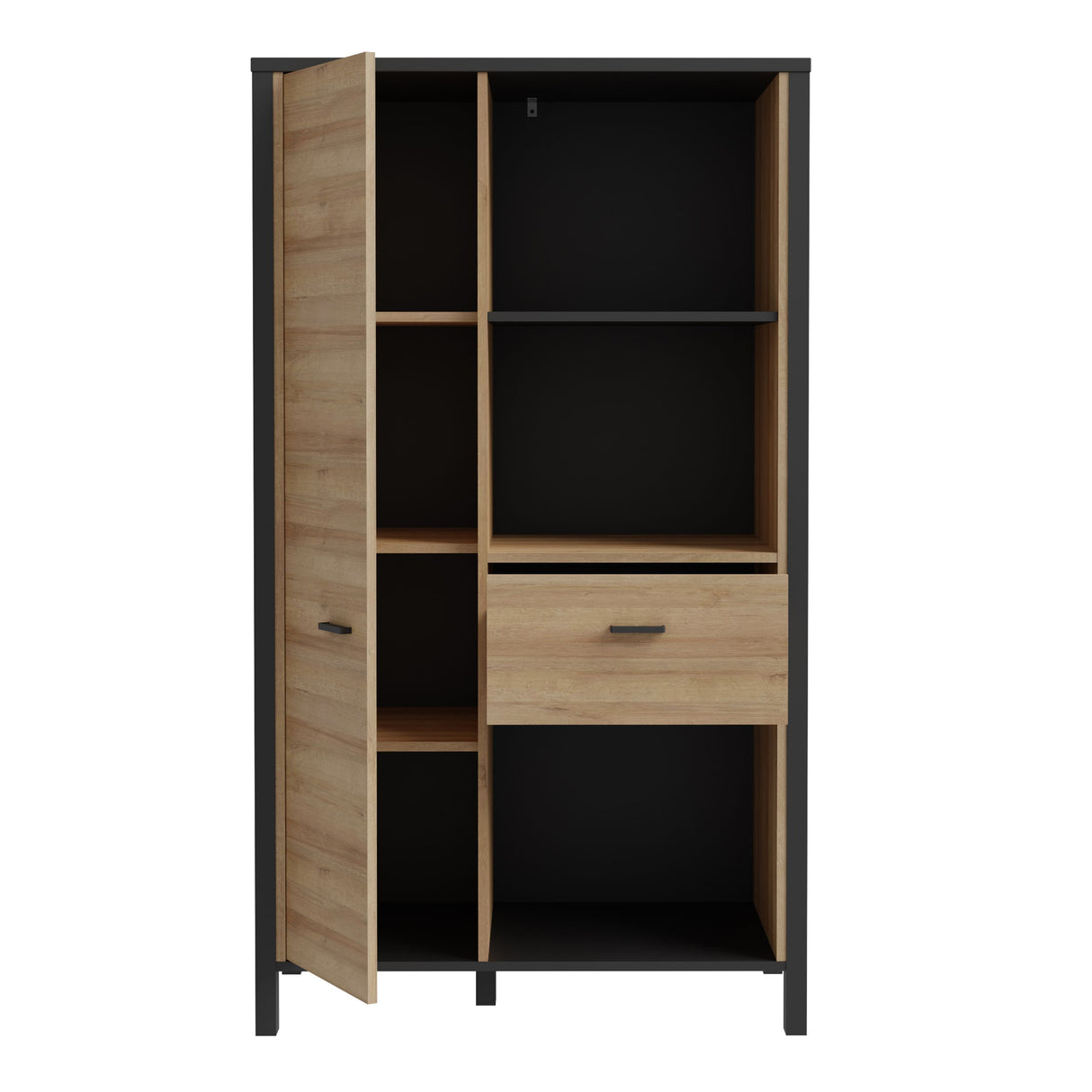 Wooden Shelving Unit With 1 Door And 1 Drawer - High Rock