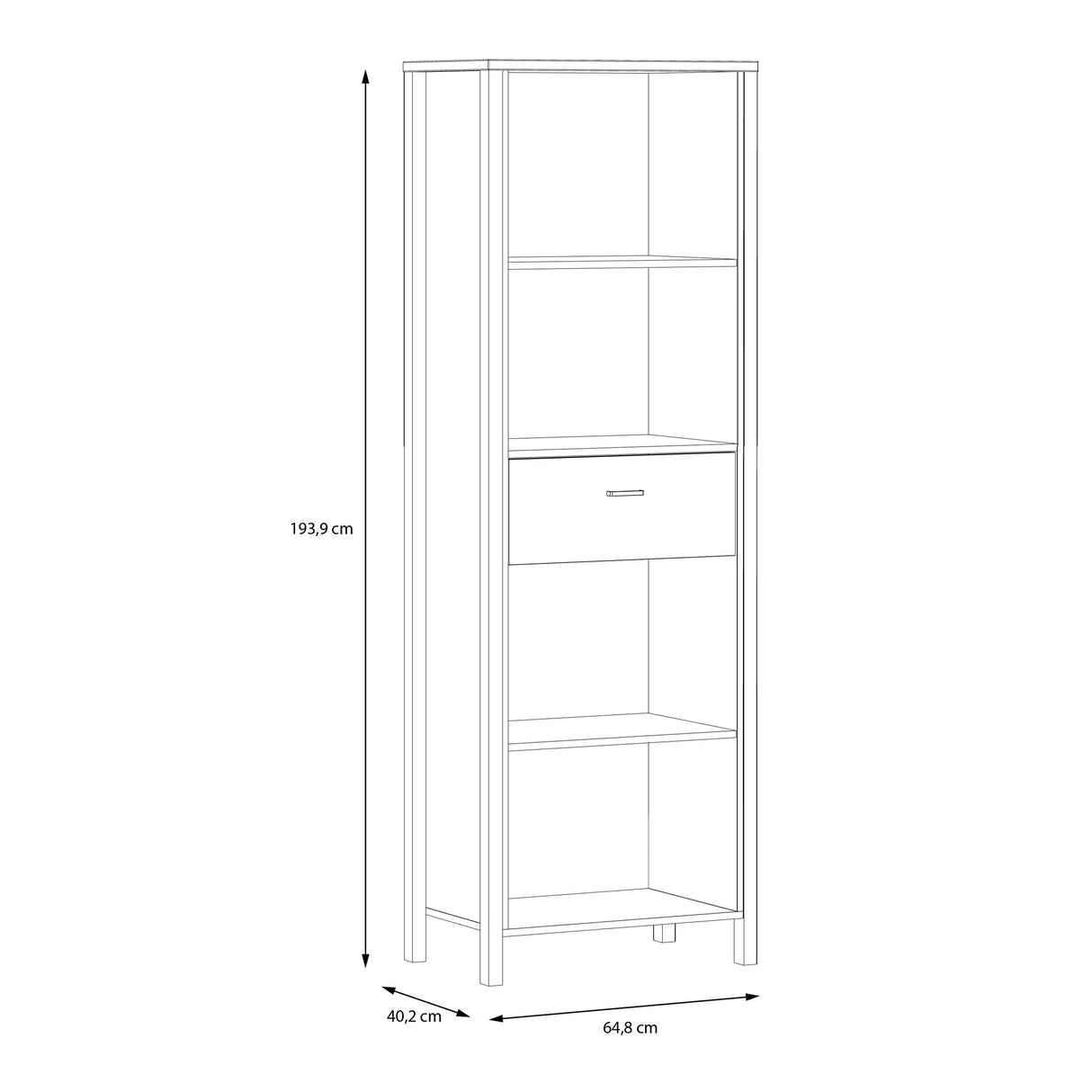 Wooden Shelving Unit With 1 Drawer - High Rock