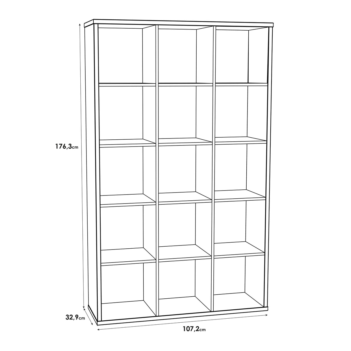 Wooden Shelving Unit With 15 Open Storage Cubes - Mauro