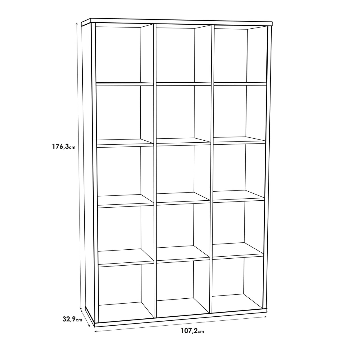 Wooden Shelving Unit With 15 Open Storage Cubes - Mauro