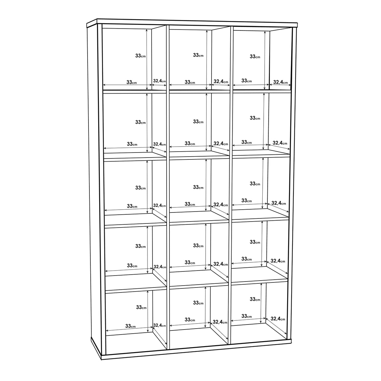 Wooden Shelving Unit With 15 Open Storage Cubes - Mauro