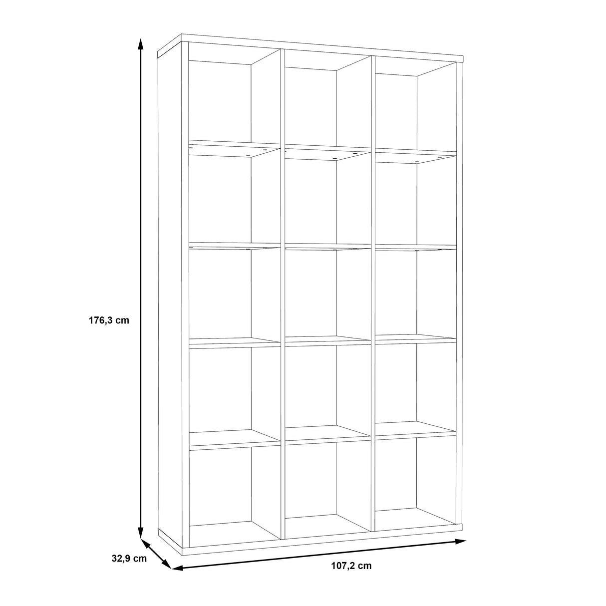 Wooden Shelving Unit With 15 Open Storage Cubes - Mauro