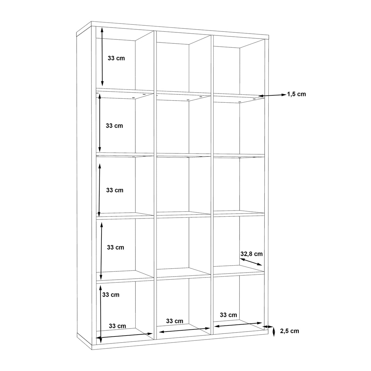 Wooden Shelving Unit With 15 Open Storage Cubes - Mauro