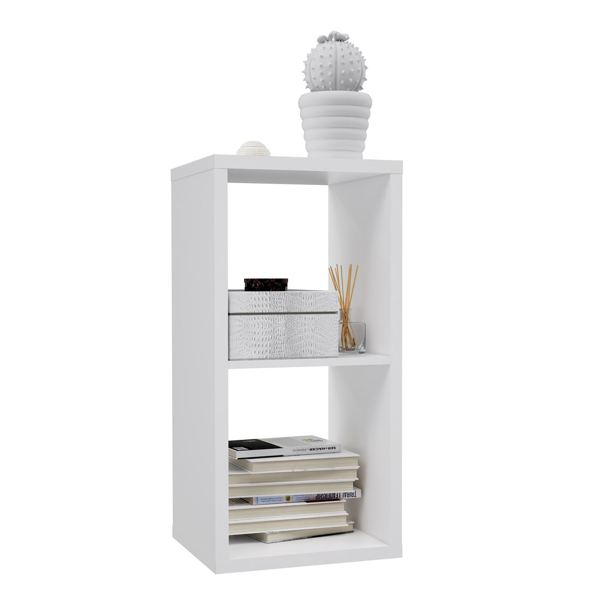 Wooden Shelving Unit With 2 Open Storage Cubes - Mauro