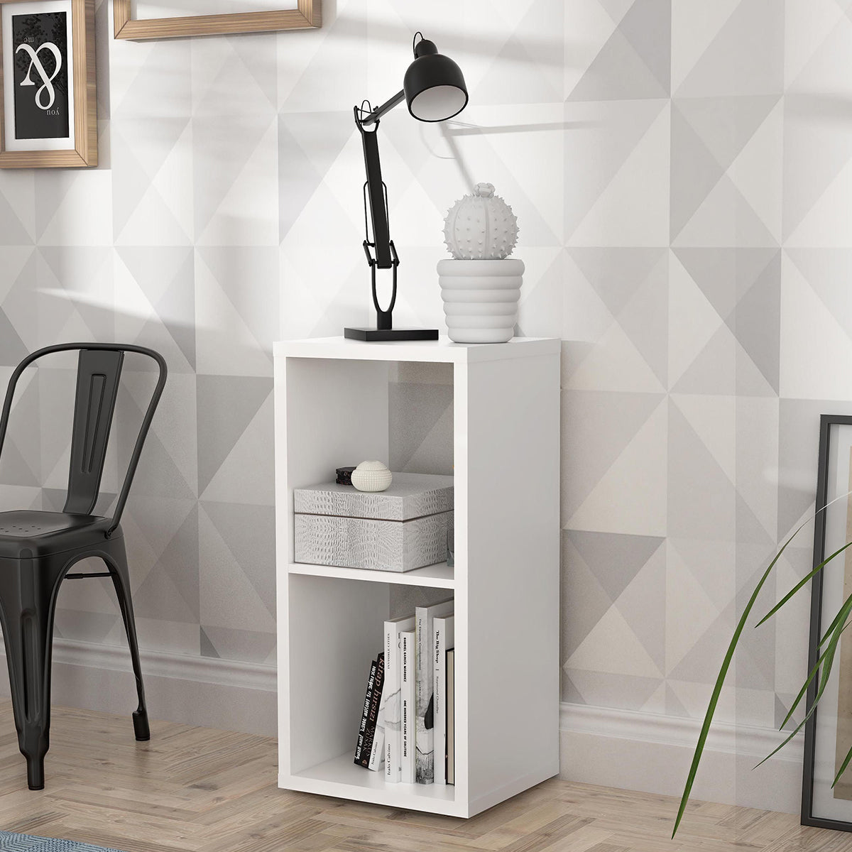 Wooden Shelving Unit With 2 Open Storage Cubes - Mauro