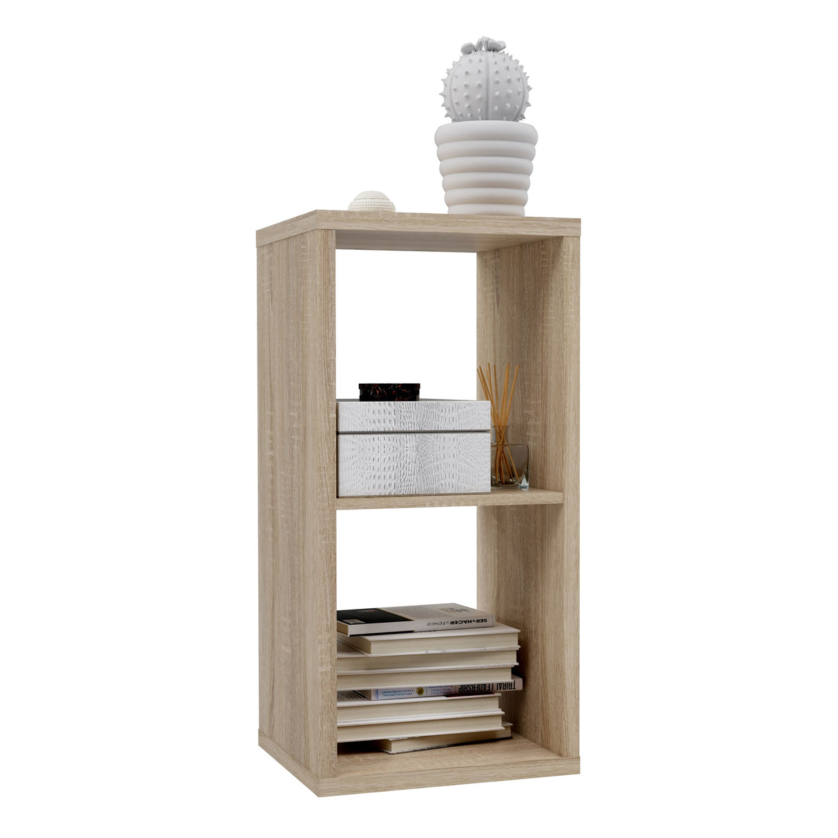Wooden Shelving Unit With 2 Open Storage Cubes - Mauro