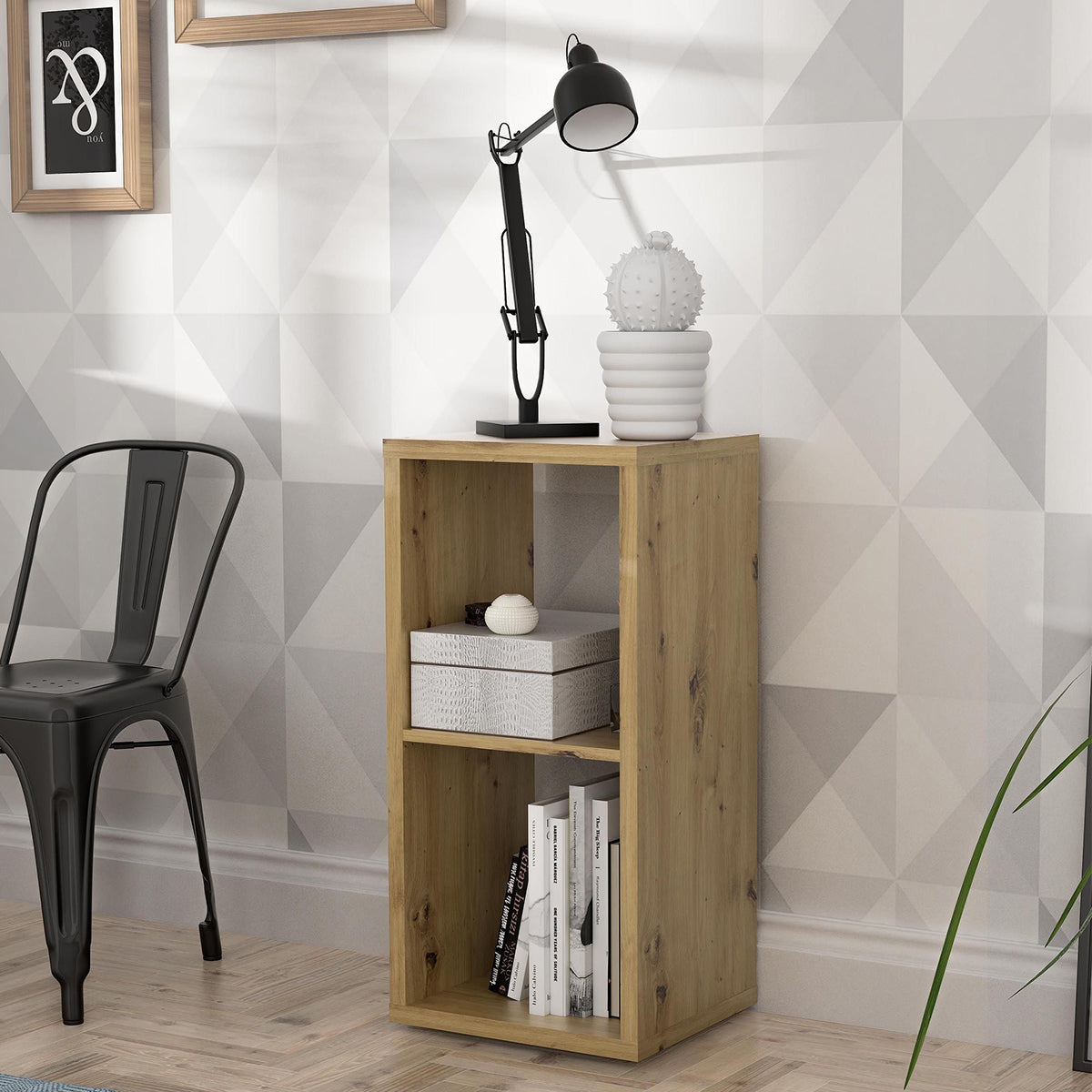 Wooden Shelving Unit With 2 Open Storage Cubes - Mauro