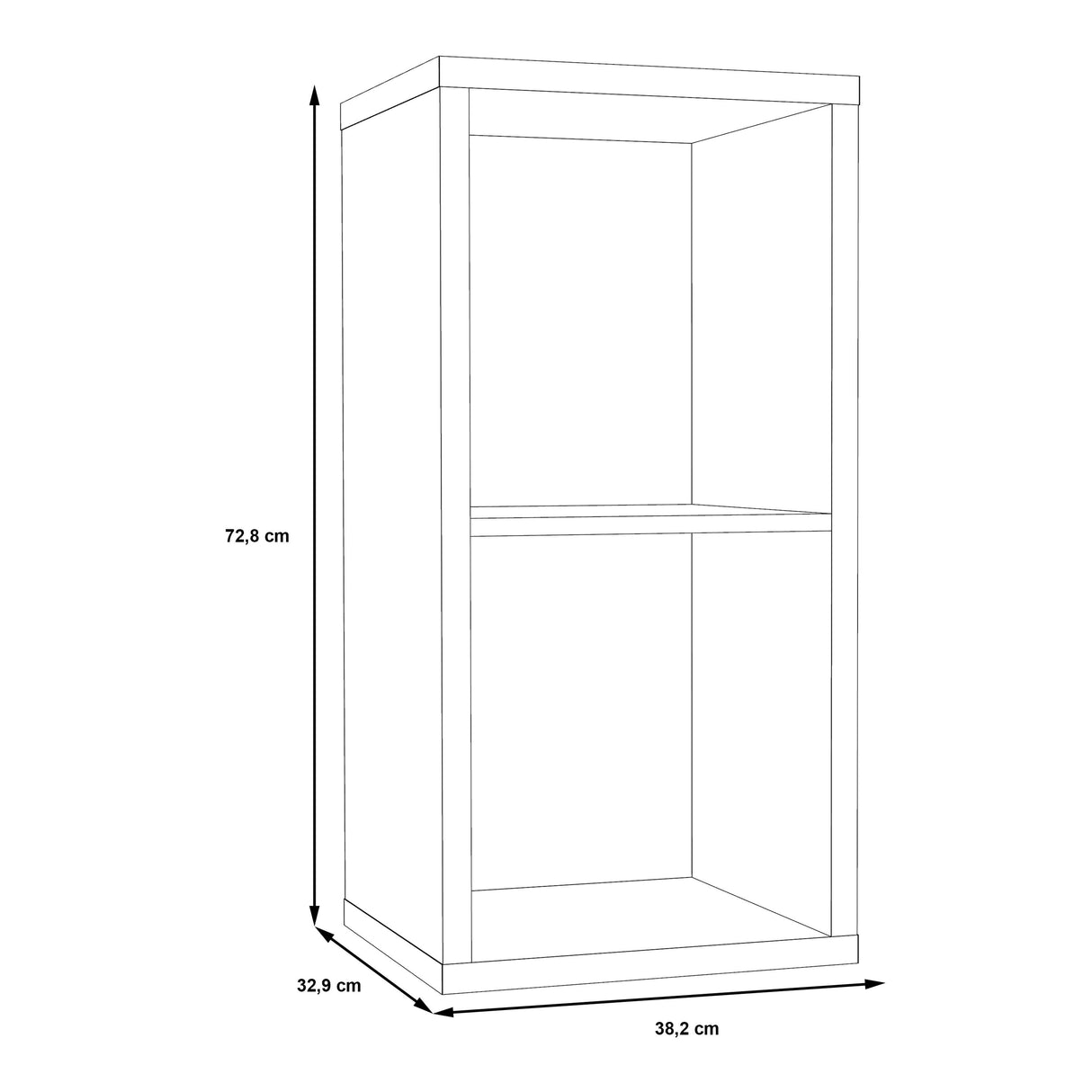 Wooden Shelving Unit With 2 Open Storage Cubes - Mauro