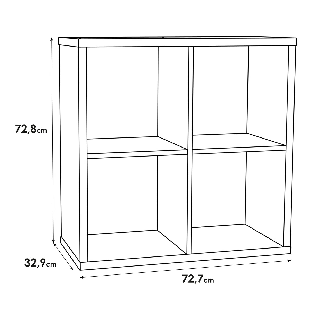 Wooden Shelving Unit With 4 Open Storage Cubes - Mauro