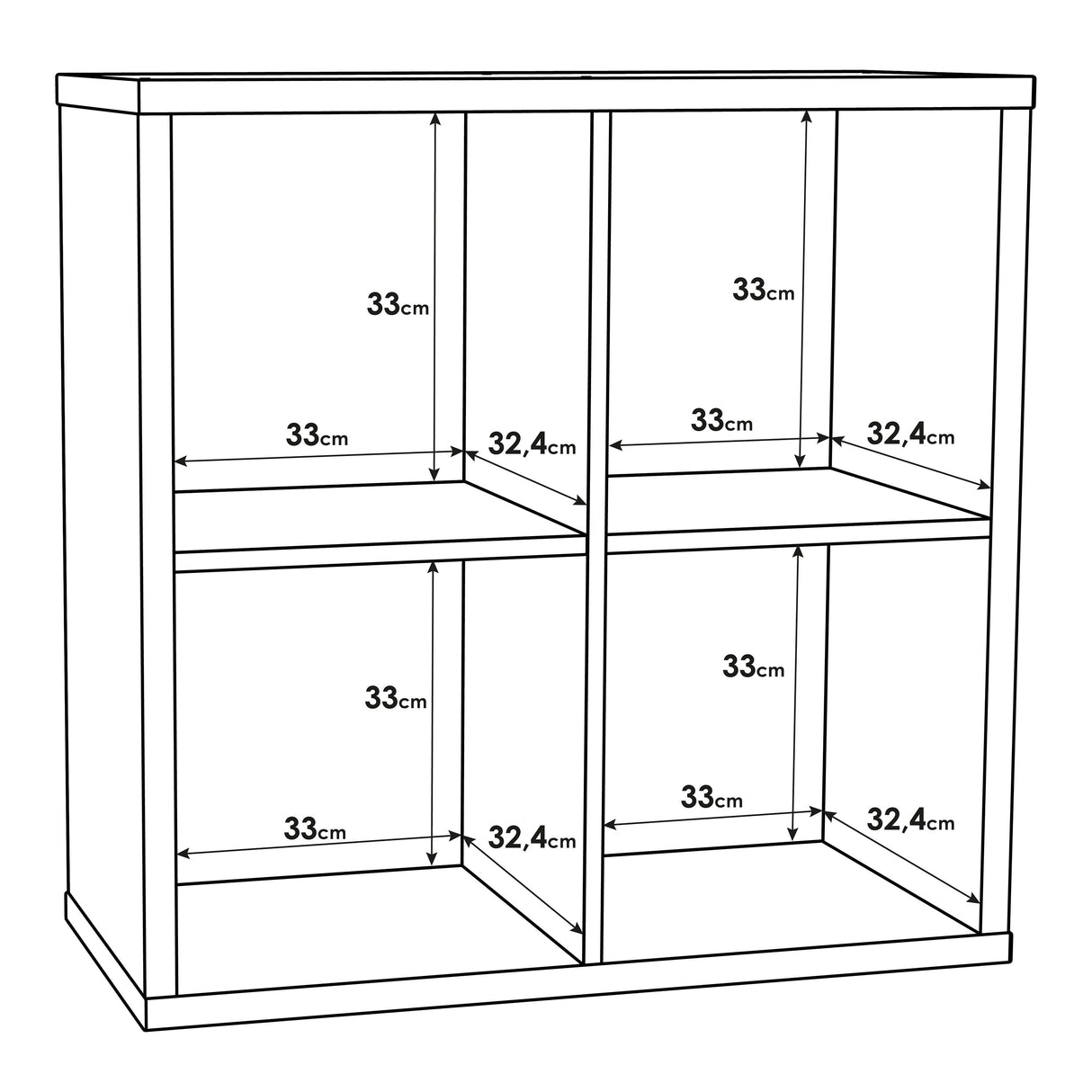 Wooden Shelving Unit With 4 Open Storage Cubes - Mauro