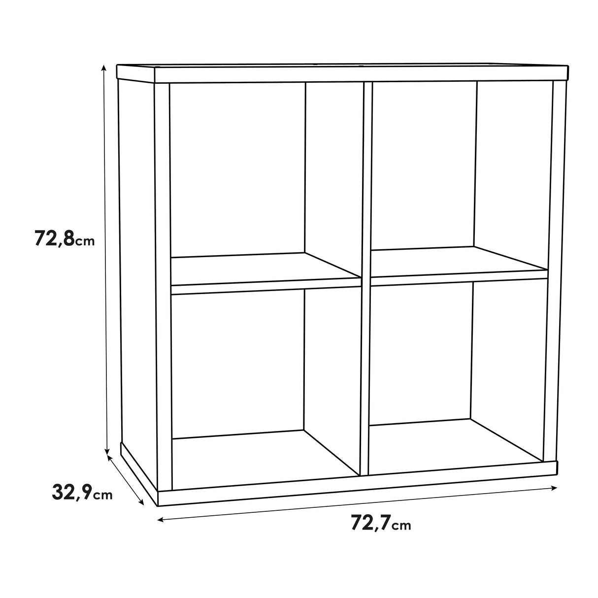Wooden Shelving Unit With 4 Open Storage Cubes - Mauro