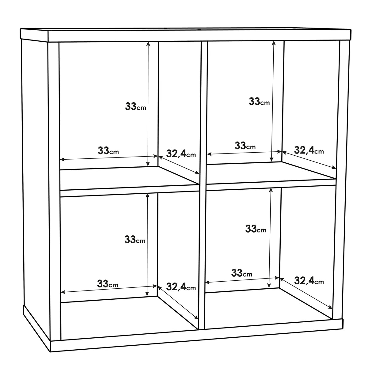 Wooden Shelving Unit With 4 Open Storage Cubes - Mauro
