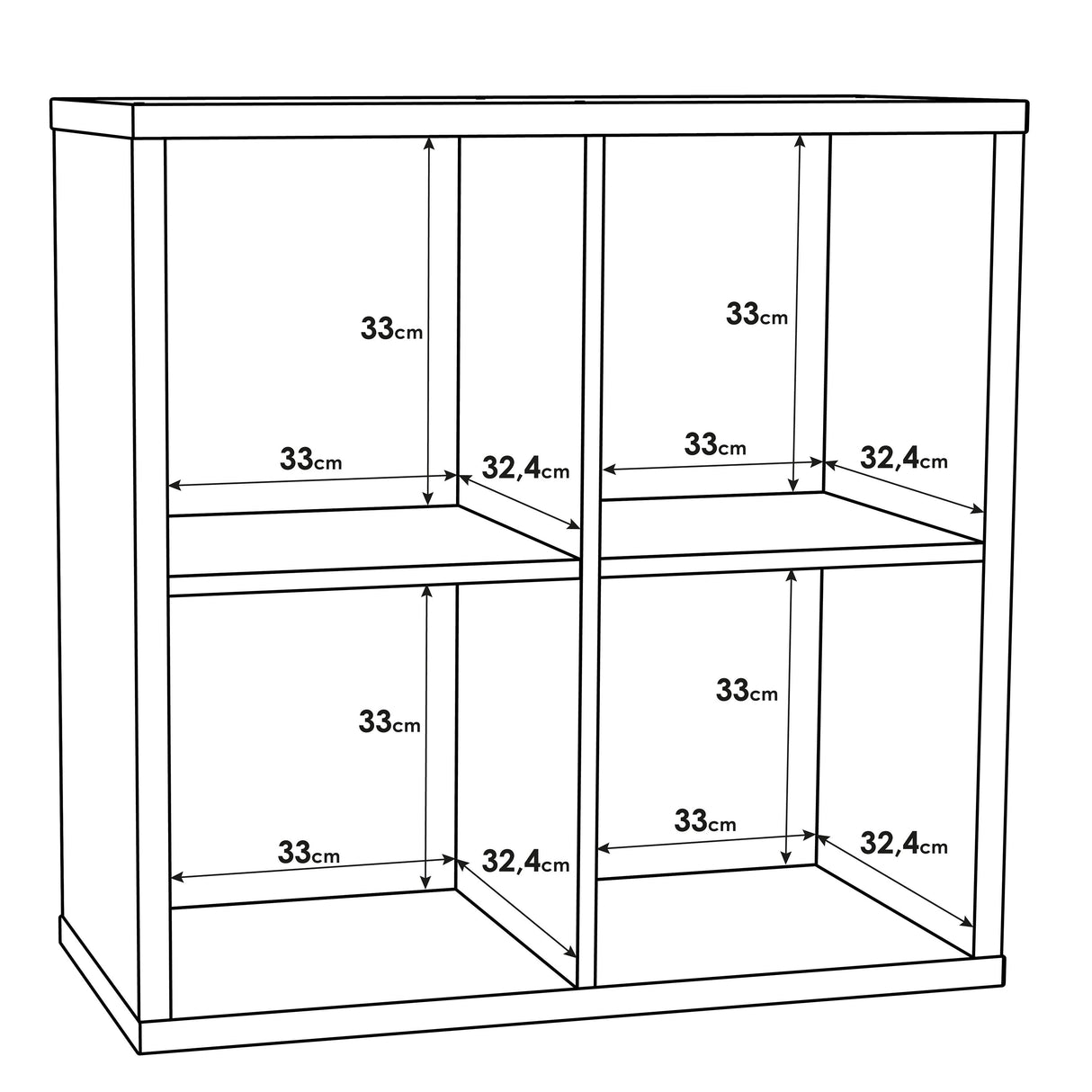 Wooden Shelving Unit With 4 Open Storage Cubes - Mauro