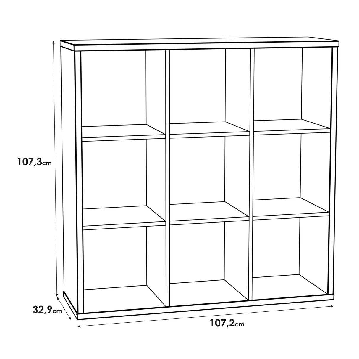 Wooden Shelving Unit With 9 Open Storage Cubes - Mauro