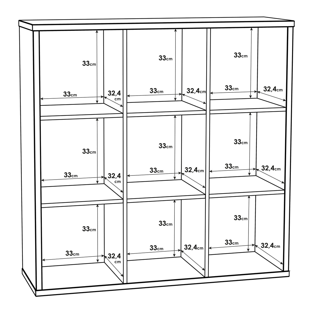 Wooden Shelving Unit With 9 Open Storage Cubes - Mauro