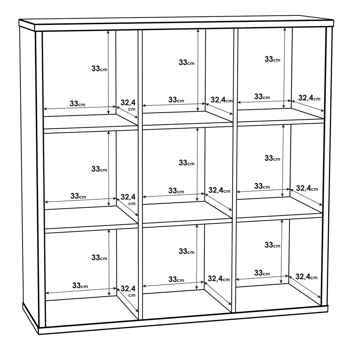 Wooden Shelving Unit With 9 Open Storage Cubes - Mauro