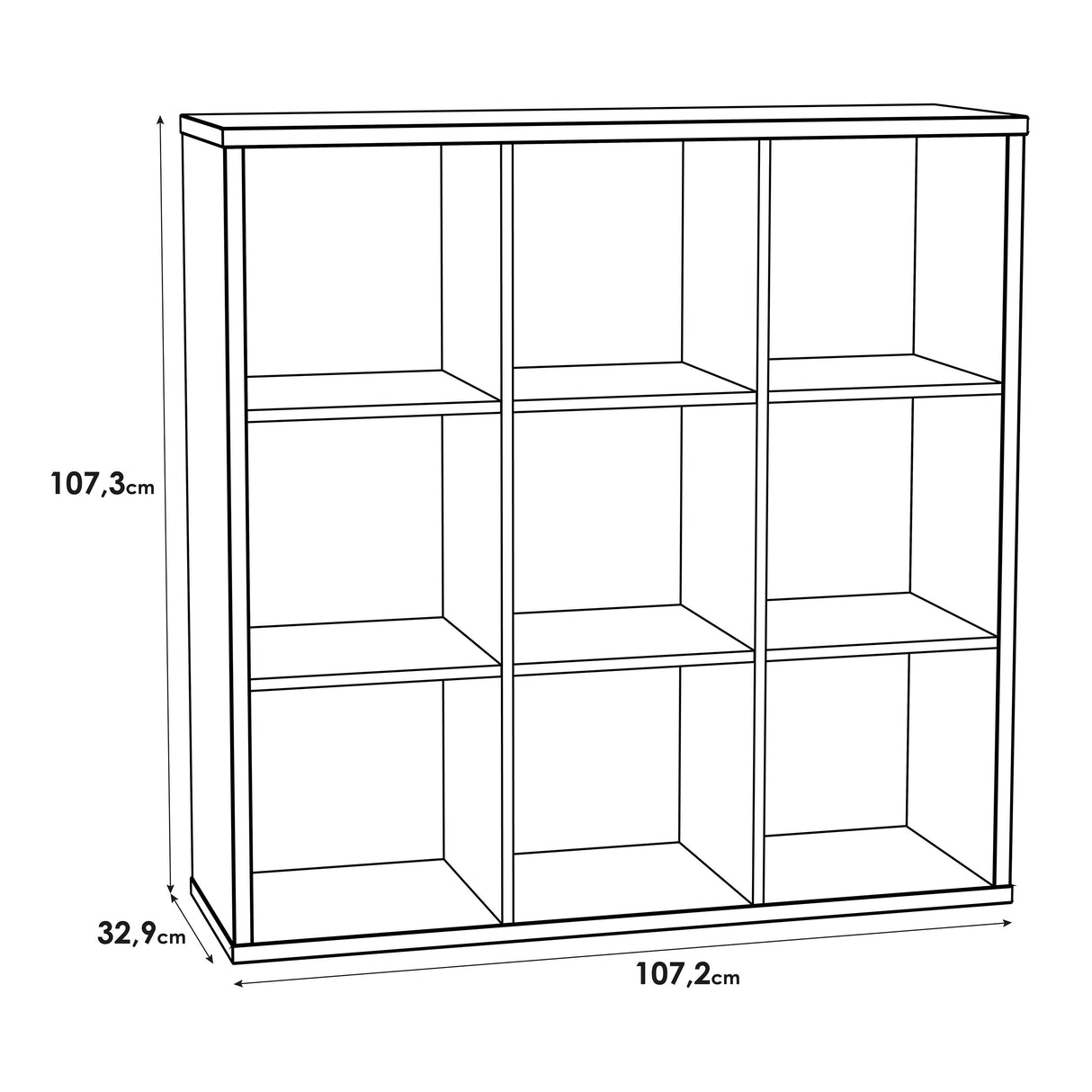 Wooden Shelving Unit With 9 Open Storage Cubes - Mauro