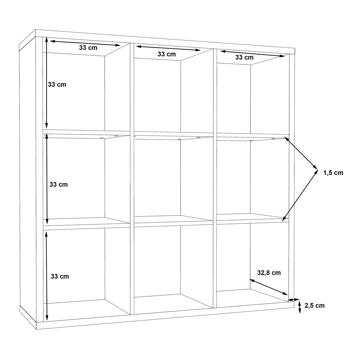 Wooden Shelving Unit With 9 Open Storage Cubes - Mauro