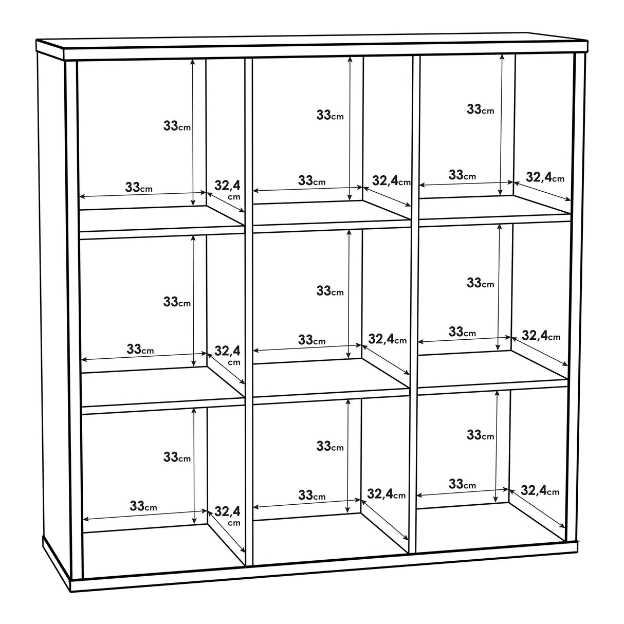 Wooden Shelving Unit With 9 Open Storage Cubes - Mauro