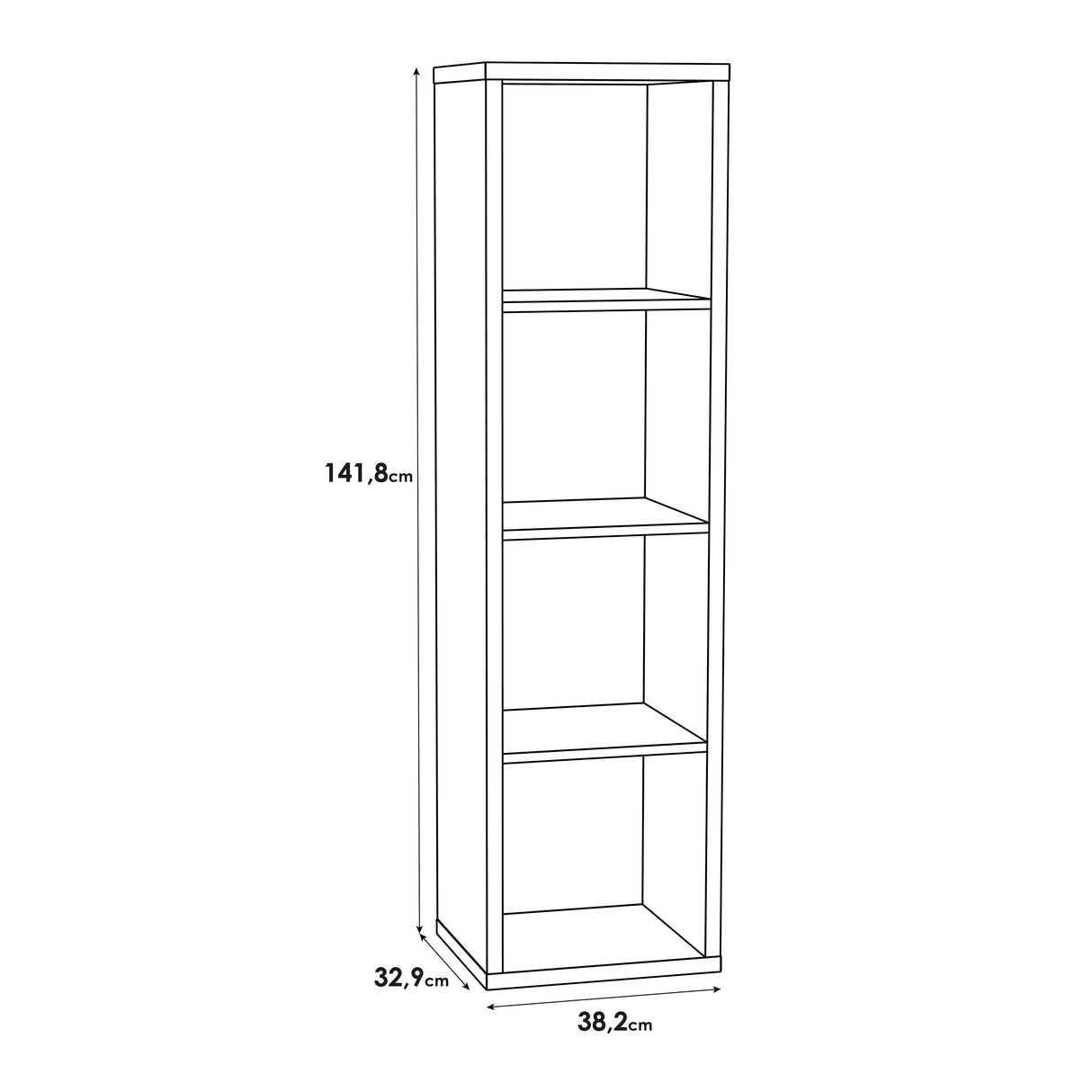 Wooden Shelving Unit Tall With 4 Open Storage Cubes - Mauro