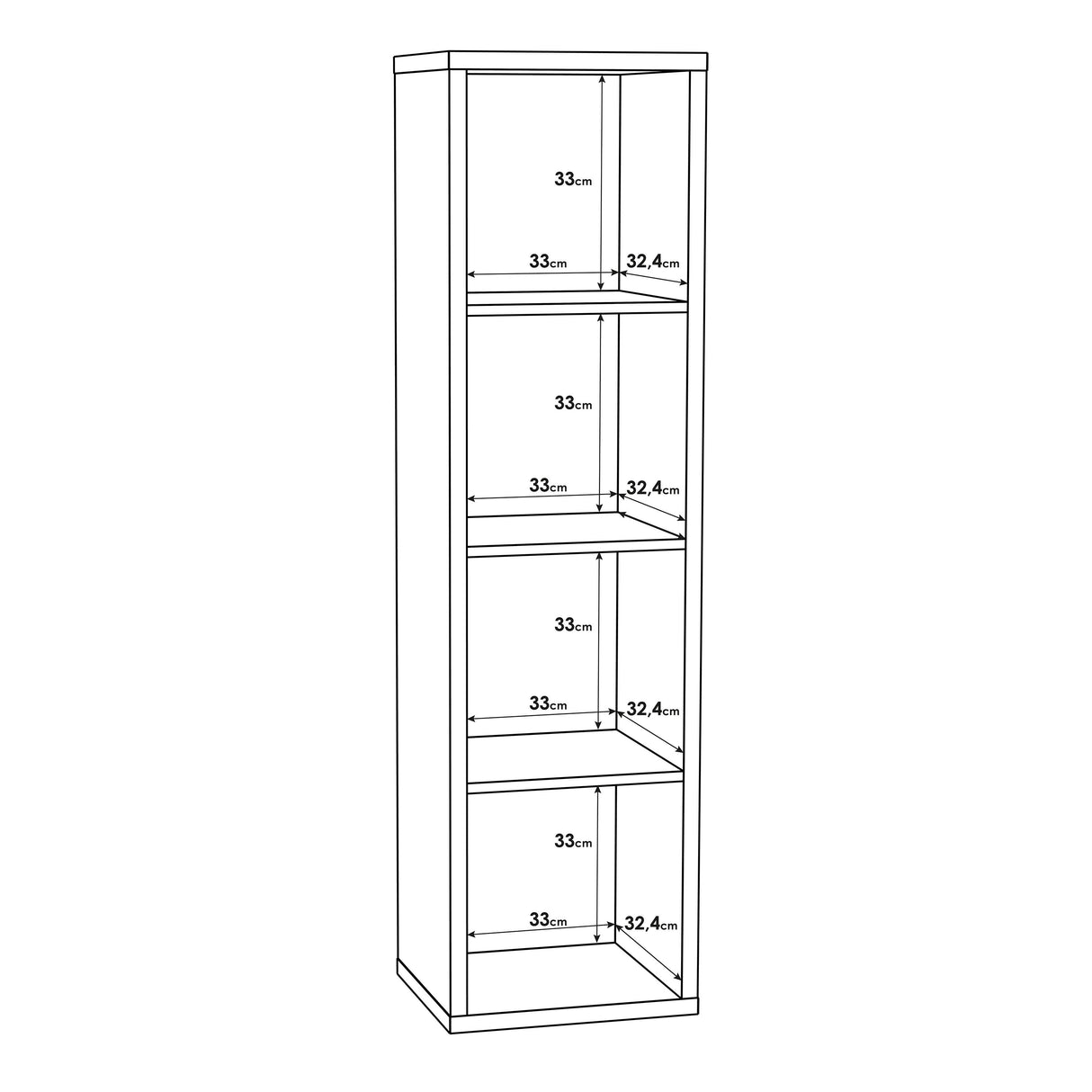 Wooden Shelving Unit Tall With 4 Open Storage Cubes - Mauro