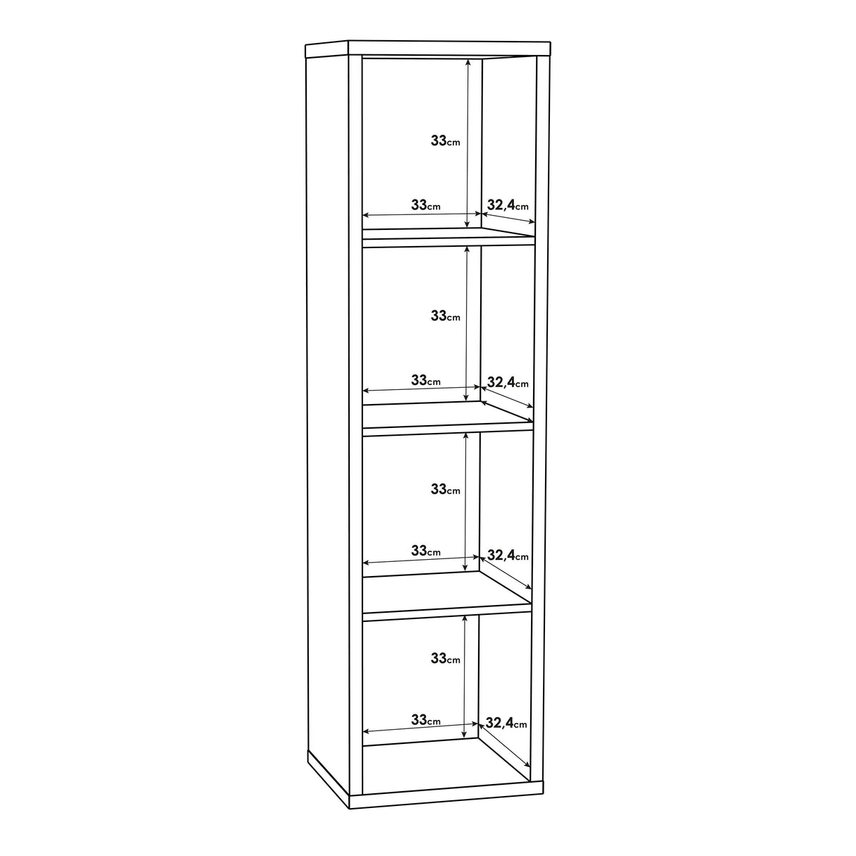 Wooden Shelving Unit Tall With 4 Open Storage Cubes - Mauro