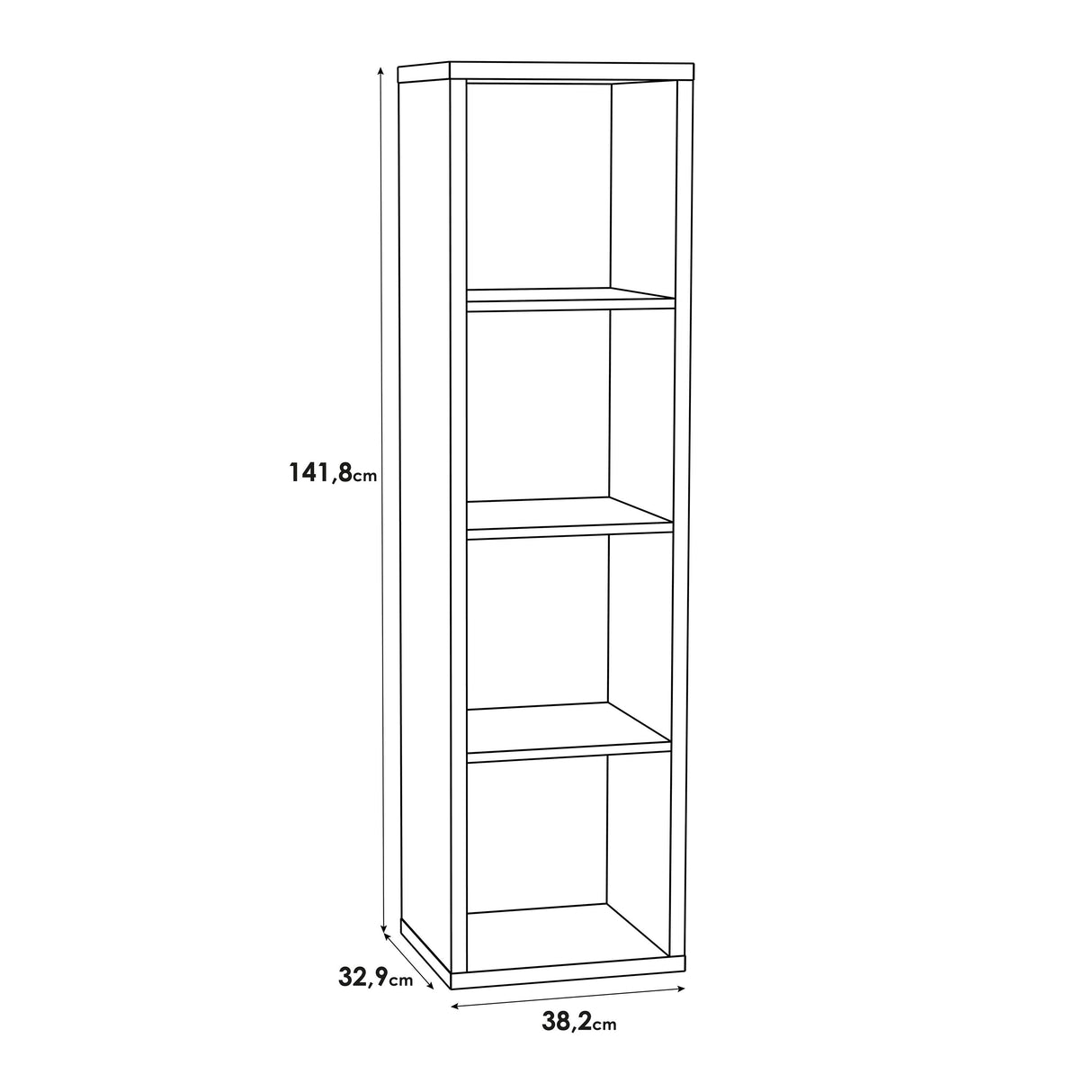 Wooden Shelving Unit Tall With 4 Open Storage Cubes - Mauro