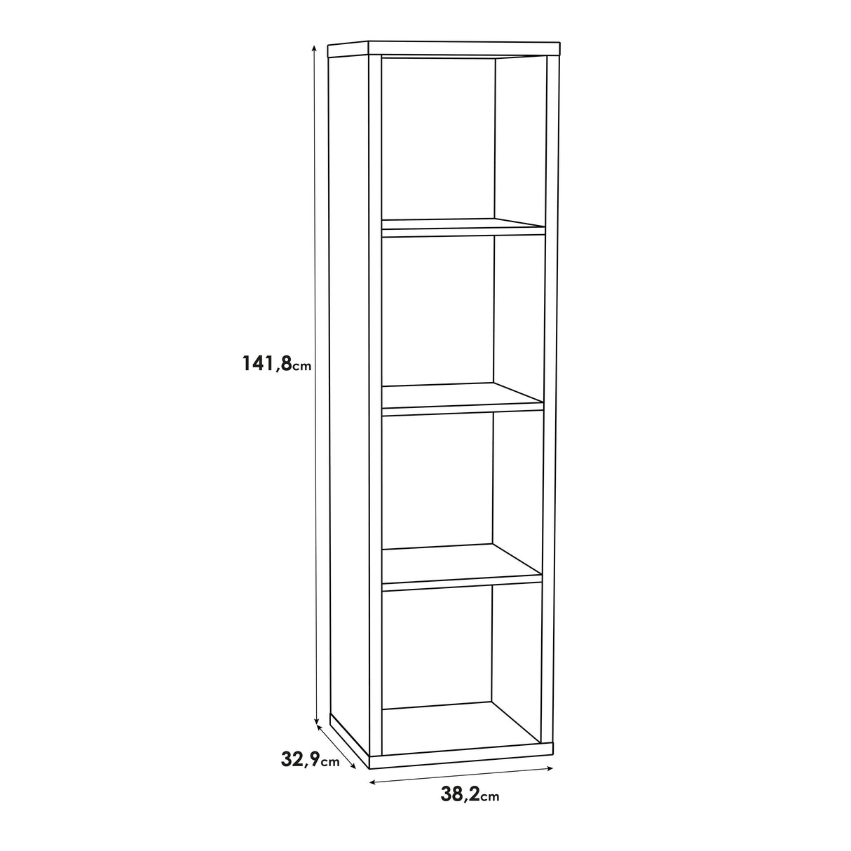 Wooden Shelving Unit Tall With 4 Open Storage Cubes - Mauro