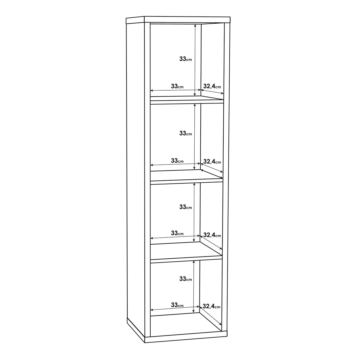 Wooden Shelving Unit Tall With 4 Open Storage Cubes - Mauro