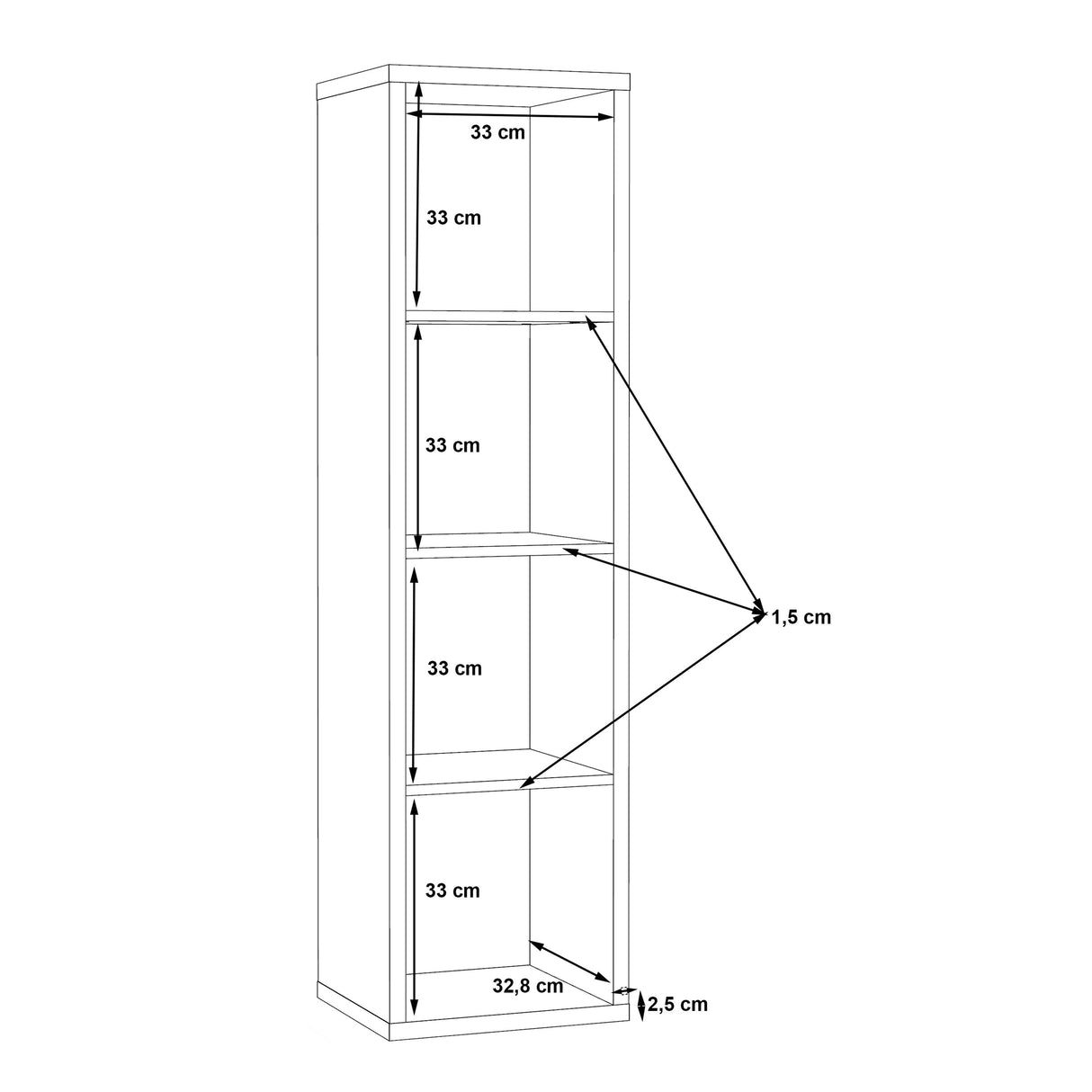 Wooden Shelving Unit Tall With 4 Open Storage Cubes - Mauro