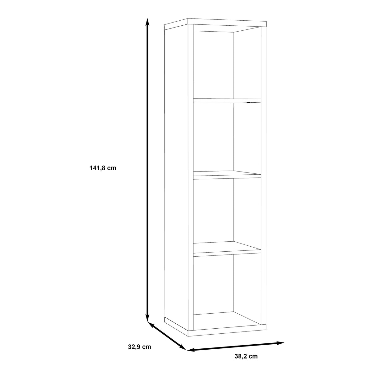Wooden Shelving Unit Tall With 4 Open Storage Cubes - Mauro