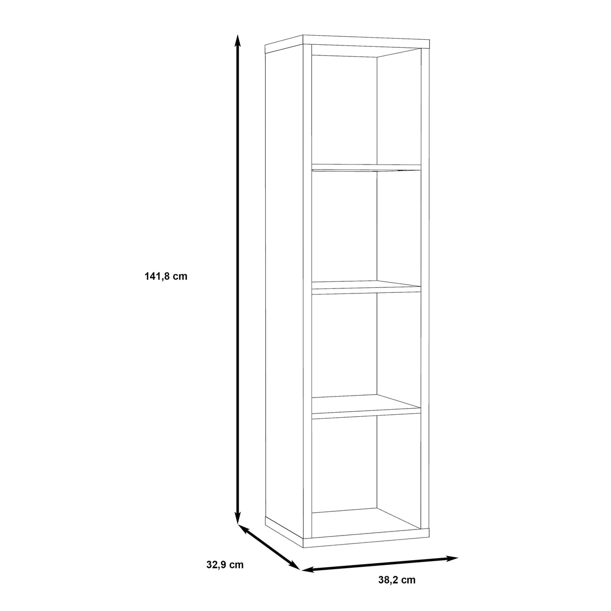 Wooden Shelving Unit Tall With 4 Open Storage Cubes - Mauro