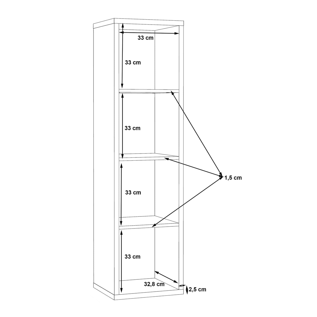 Wooden Shelving Unit Tall With 4 Open Storage Cubes - Mauro