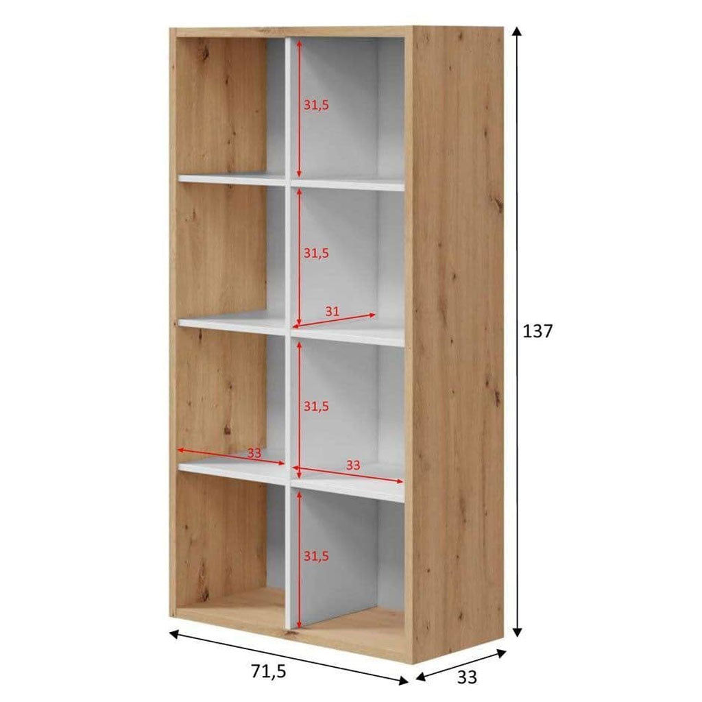 Wooden Shelving Unit With 8 Shelves - Dania