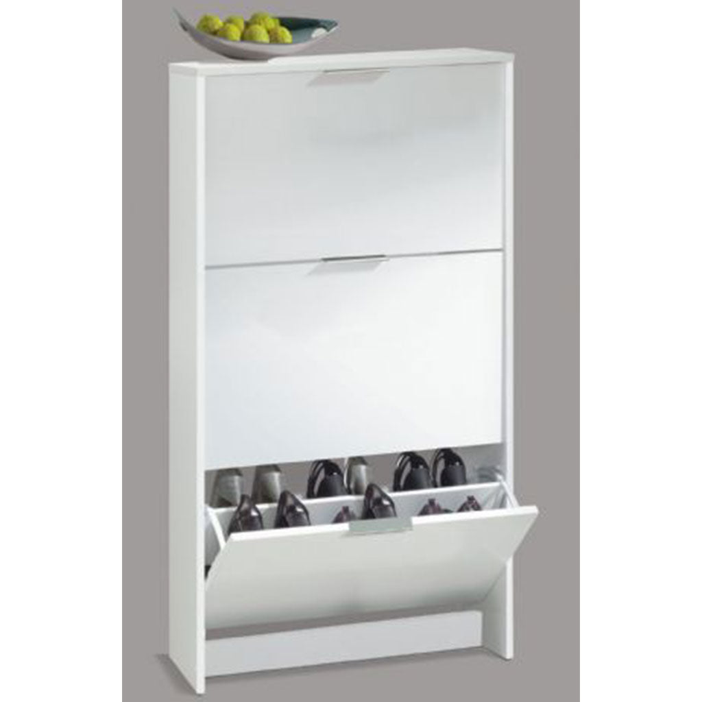 Wooden Shoe Storage Cabinet With 3 Flap Drawers - Bristol