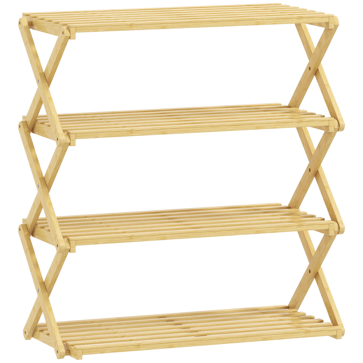 Wooden Shoe Rack 60cm Wide 4 Tier - Velmora