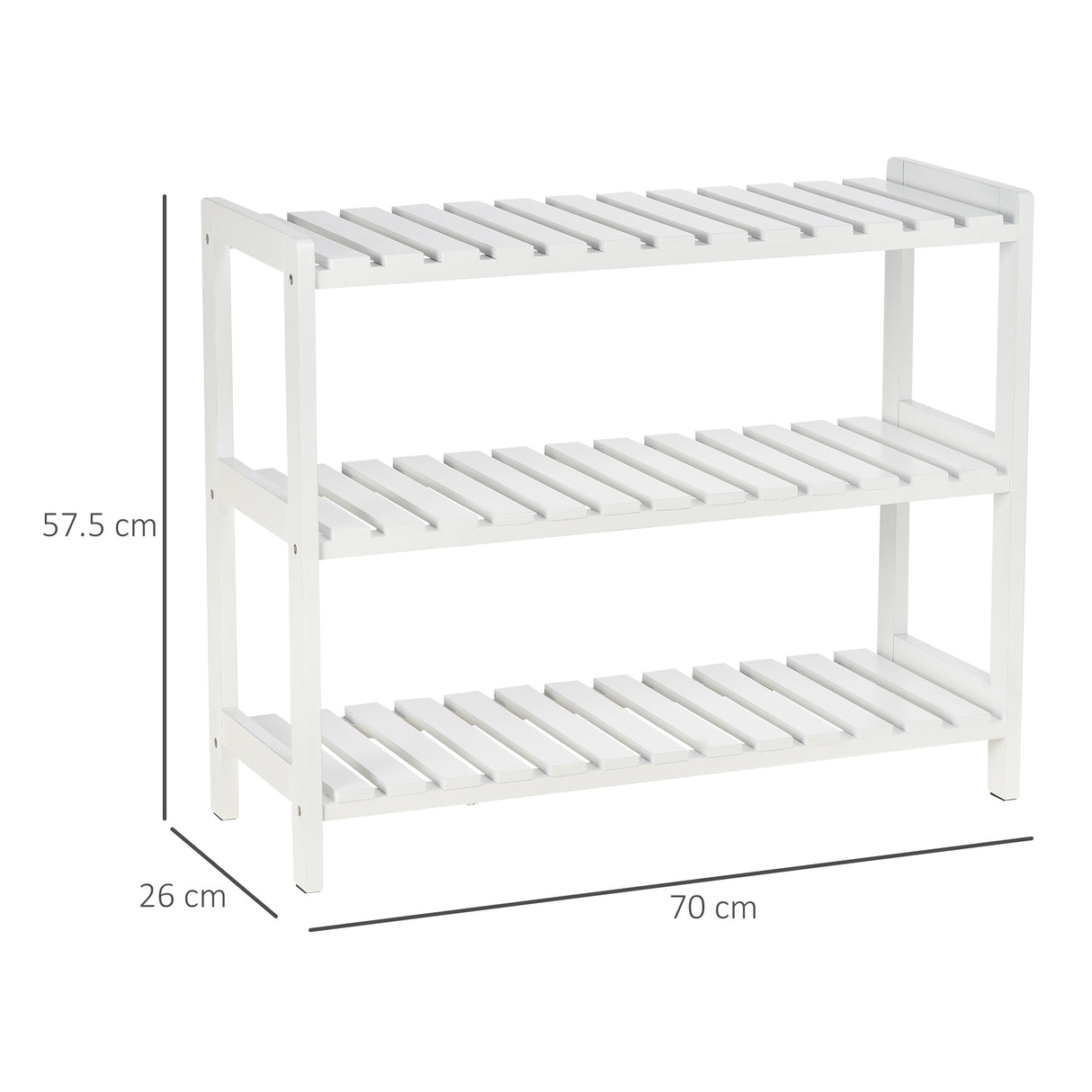 Wooden Shoe Rack 70cm Wide 3 Tier - Velmora