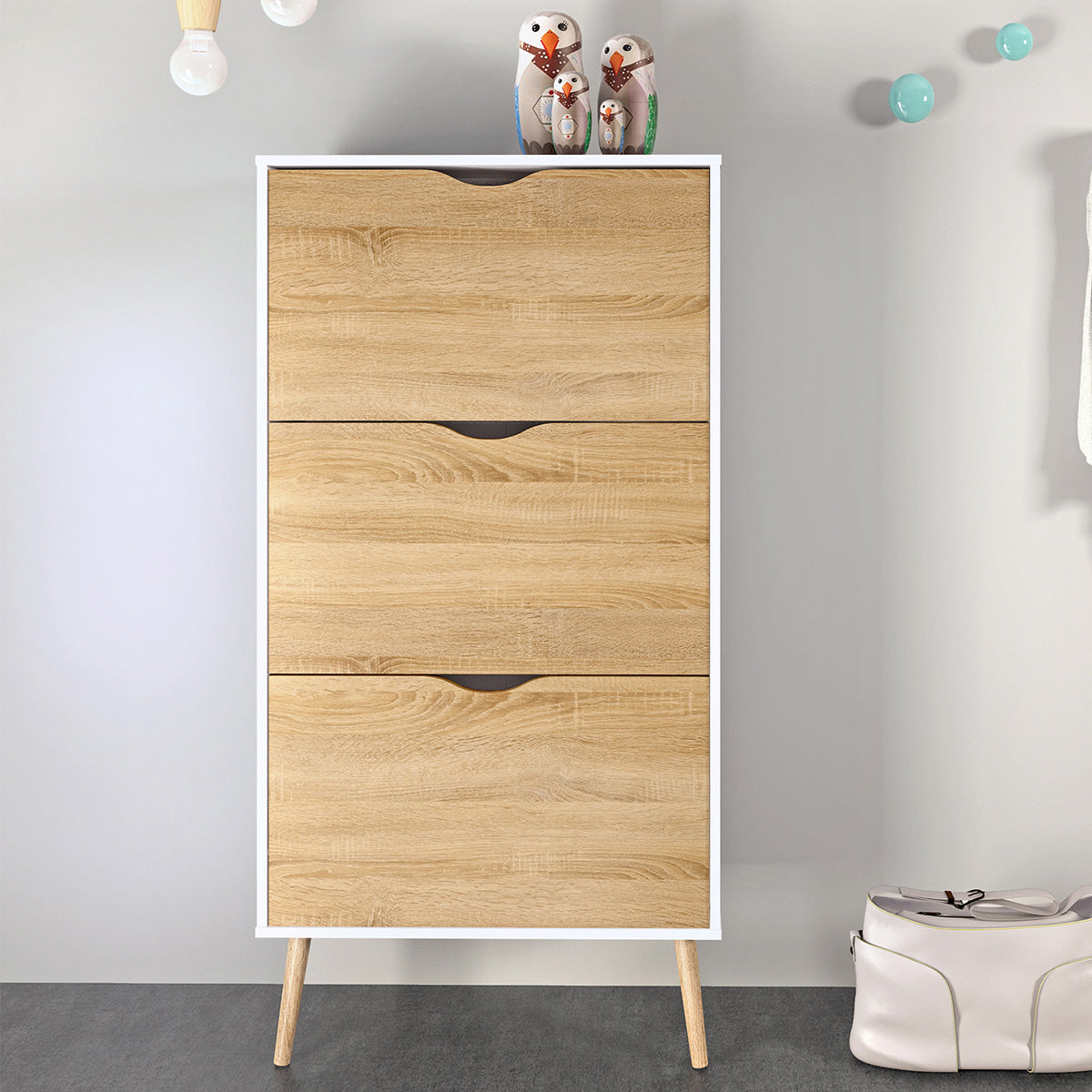 Wooden Shoe Storage Cabinet With 3 Drawers - Oslo