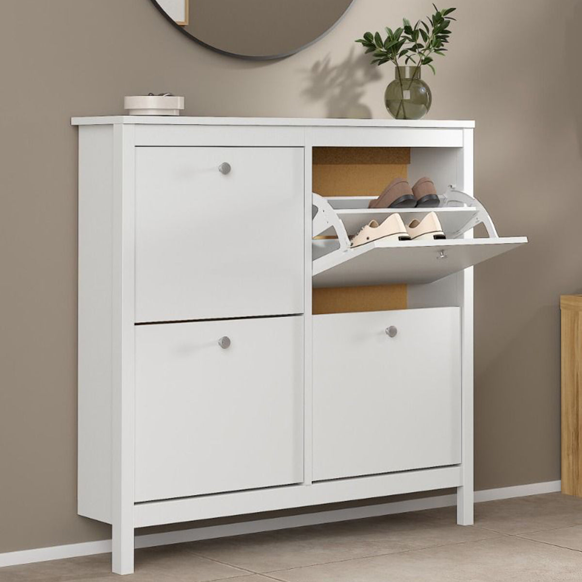 Wooden Shoe Storage Cabinet With 4 Compartments - Madrid