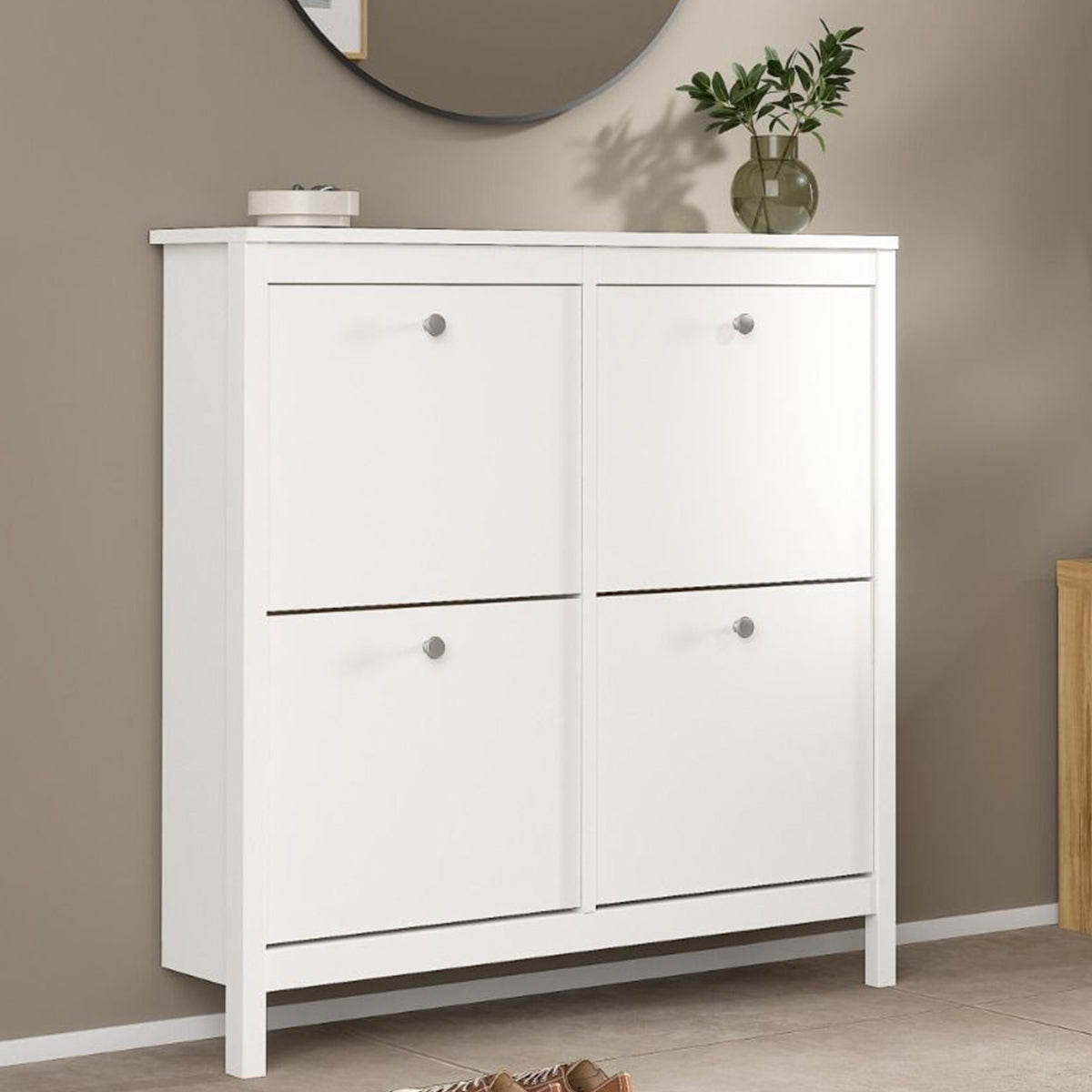 Wooden Shoe Storage Cabinet With 4 Compartments - Madrid