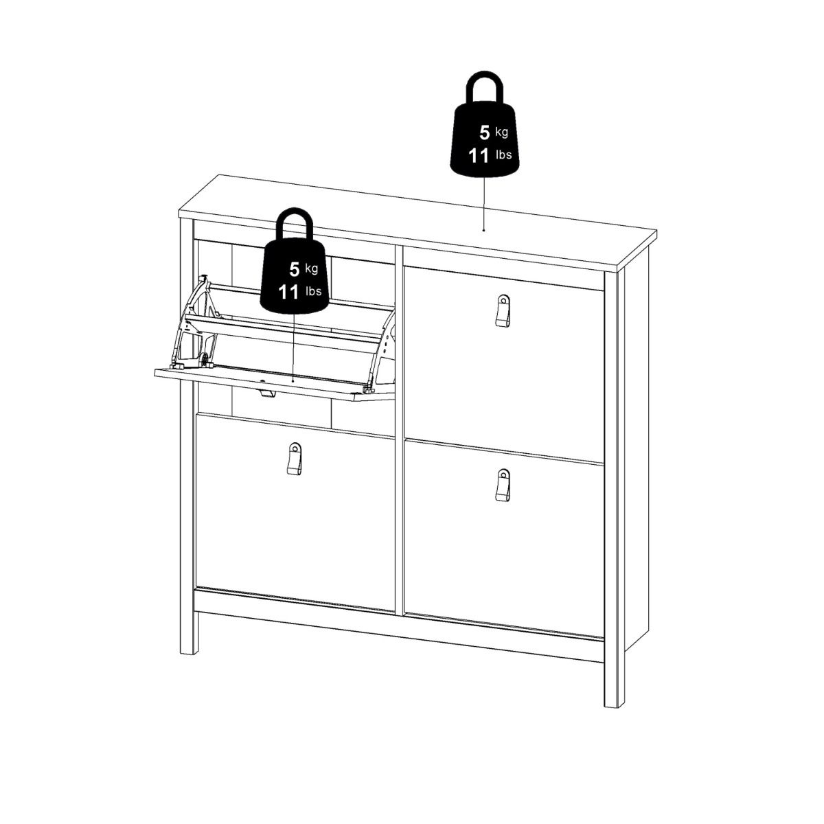 Wooden Shoe Storage Cabinet With 4 Compartments - Madrid