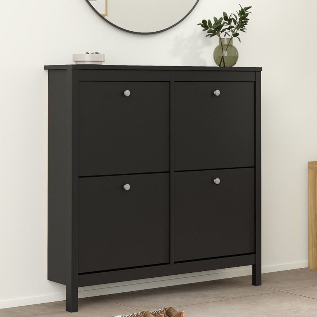 Wooden Shoe Storage Cabinet With 4 Compartments - Madrid