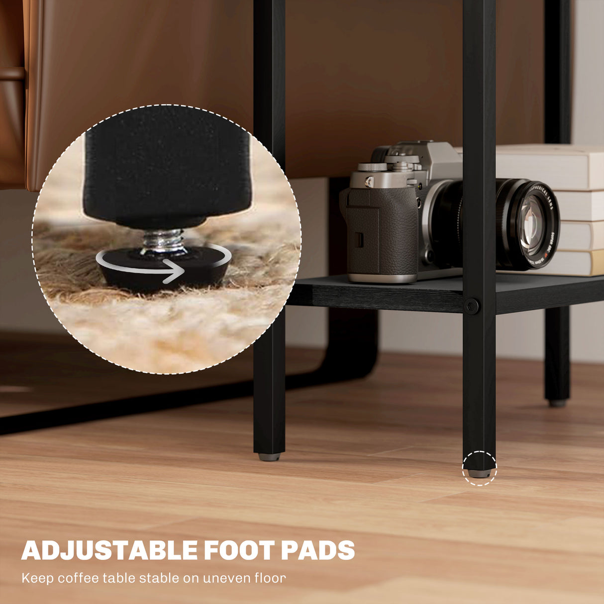 Wooden Side Table 18cm Wide With Steel Frame - Velmora