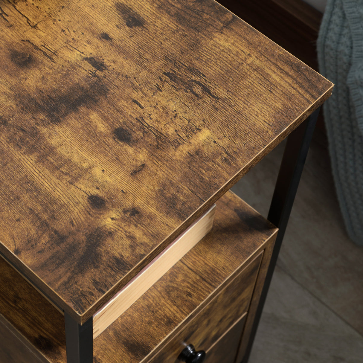 Wooden Side Table 30cm Wide With 2 Drawers in Set Of 2 - Velmora