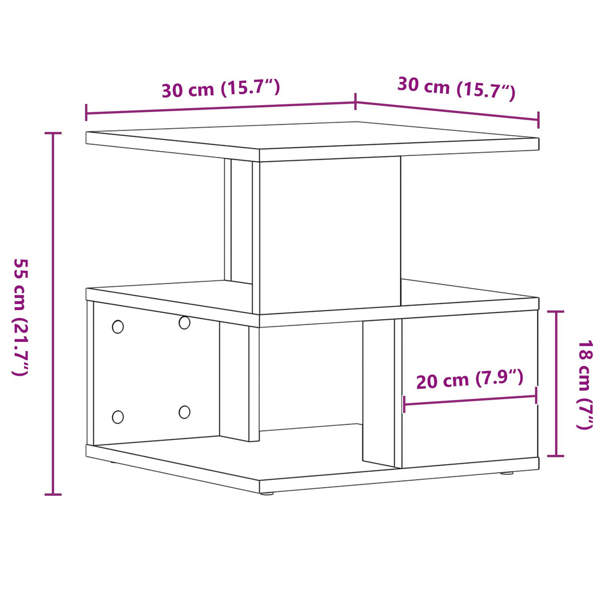 Wooden Side Table 40cm Wide - Vantage Home